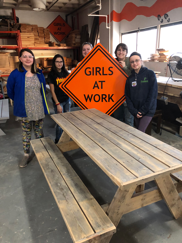 Rustic Picnic Table - Girls at Work