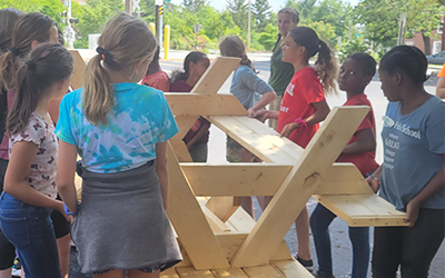 Picnic Table build with group of girls